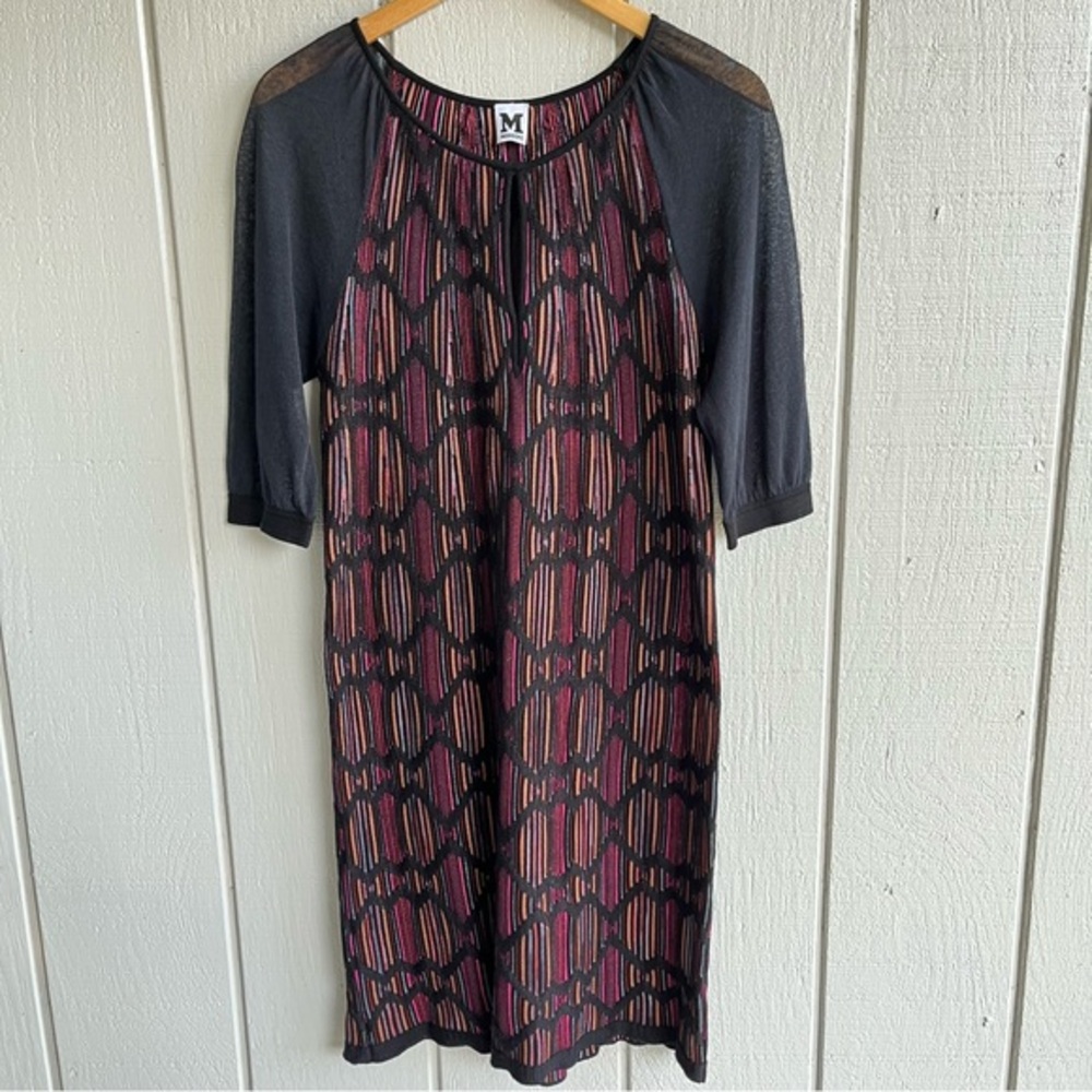 M‎ Missoni Knit Multicolor Chevron Dress Knee Length Size 42